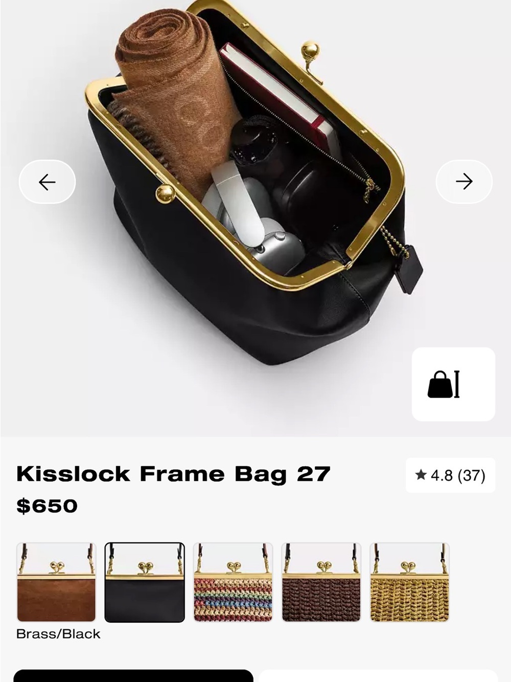 Coach Gray Leather Tote with Gold Chain Handles - Picture 4 of 8